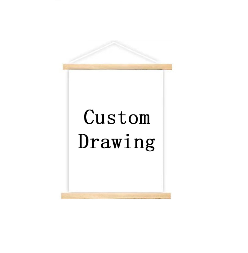 CUSTOMIZATION 【Canvas Poster + Wooden Hanging】 Artworks Printing